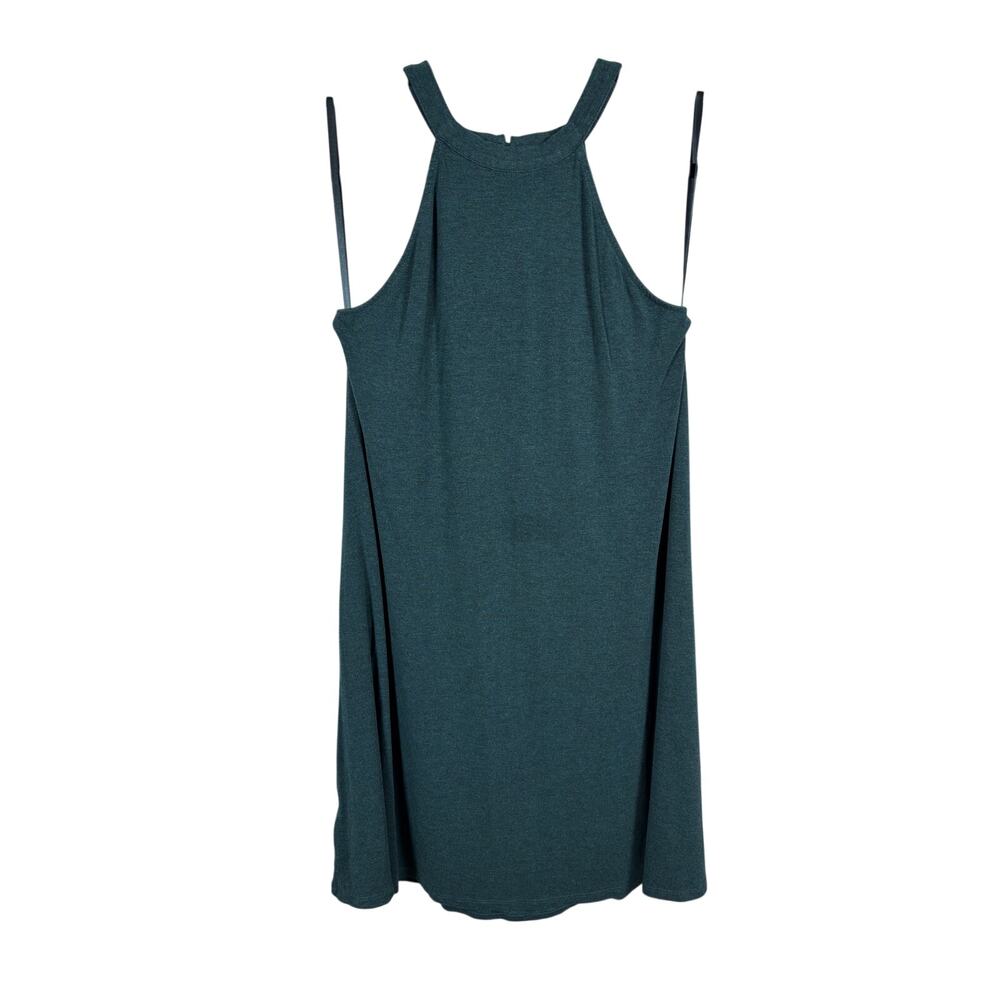 LOFT Mini Dress Womens XS Green Halter Neck A-Line Sleeveless Stretch Jersey